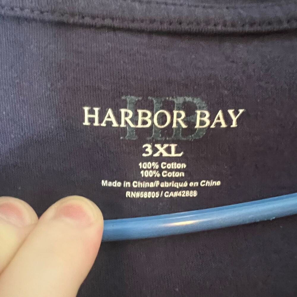 Harbor Bay Womens 3XL Navy Blue Vneck Tee shirt short sleeve Plus Cotton - Picture 3 of 6